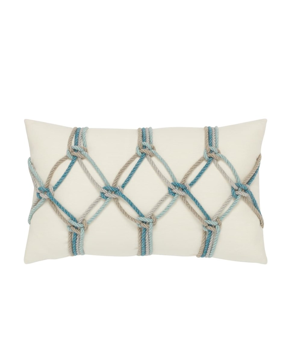 Rope Lumbar Sunbrella Pillow, Turquoise
